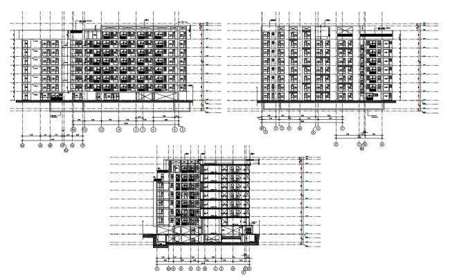 Architectural plan of the restaurant with section and elevation in ...