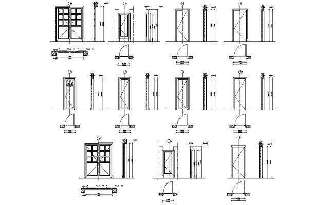 Housing door and window structure detail 2d view layout file - Cadbull