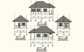 Elevation Drawing Of A House With Detail Dimension In Dwg File - Cadbull