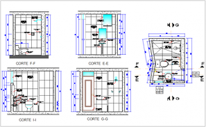 Bathroom and kitchen different side elevation view for apartment with ...