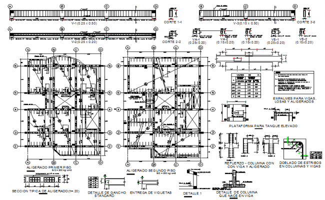 Tie beam detail dwg, Tie beam section plan - Cadbull