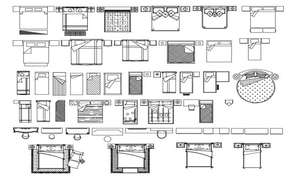 Bed collection detail elevation 2d view autocad file - Cadbull