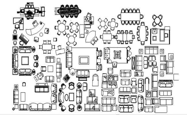 Large living room sofa planning autocad file - Cadbull