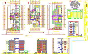 Multi-flooring, multi-family residential housing building architecture ...