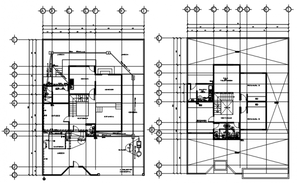 Sectional view of two level bungalow design dwg file - Cadbull