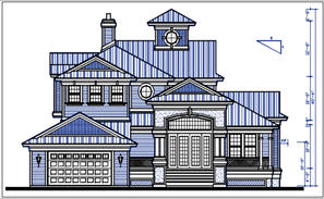 Elevation and site of house plan dwg file - Cadbull