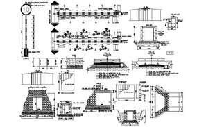 Pedestrian bridge plan and section details are given in this 2D Autocad ...