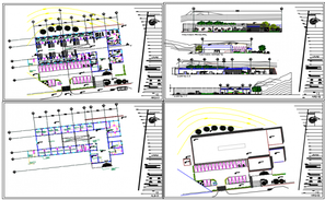 Hospital clinic building structure detail 2d view plan, elevation and ...