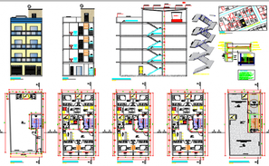 Sectional Plan Of Commercial Building Detail 2d View Layout Dwg File 