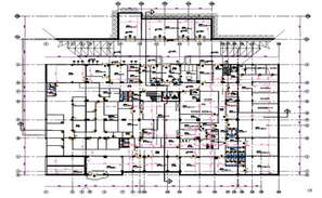 15x21m office cum multipurpose plan is given in this Autocad drawing ...