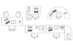 2d view of Different office furniture block layout file in dwg format ...