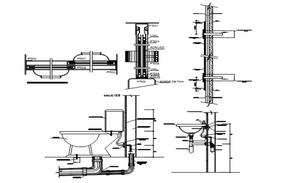 Toilet wc details with all sections - Cadbull