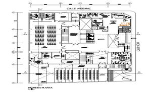 Ground floor plan and layout of office building is given in 2D Autocad ...