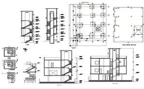 Sectional view of main & indoor staircase of residential apartment ...