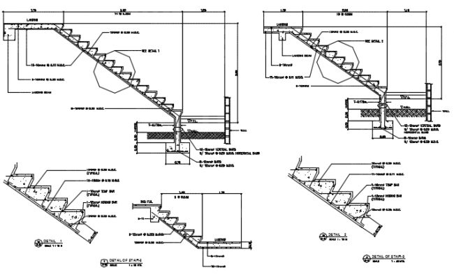 Foundation detail of cover steps design drawing - Cadbull