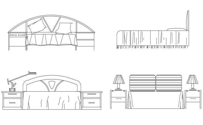 Single and double bed furniture block different design in AutoCAD - Cadbull