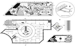 Multi-flooring shopping mall all sided elevation and sectional view dwg ...