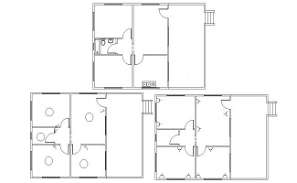 3 BHK House Layout Plan With Dimension In CAD Drawing - Cadbull