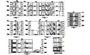 Multi-storey Apartment plan and elevation drawing in dwg file. - Cadbull