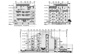 Drawing of restaurant building with elevation in AutoCAD - Cadbull