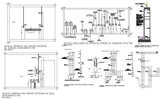 Electrical circuit installation layout 2d view autocad file - Cadbull