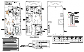 One family house section, floor plan, sanitary and electrical ...