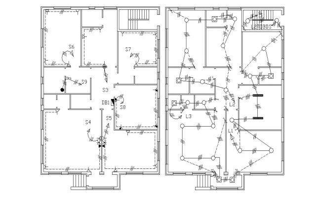 Housing electrical plan layout file - Cadbull