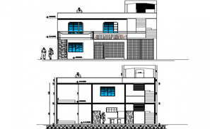 Rearview elevation and section details AutoCAD DWG drawing file is ...