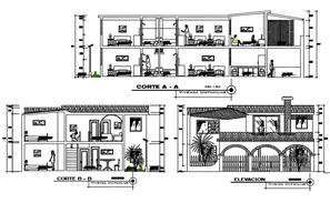 2 BHK Architecture Town House Plan CAD Drawing DWG File - Cadbull