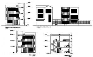 Span Roof House Building Side Elevation Design Download DWG File - Cadbull