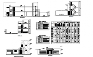 Multi-level shopping mall building facade sectional details dwg file ...