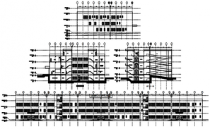 Front elevation view of office building dwg file - Cadbull