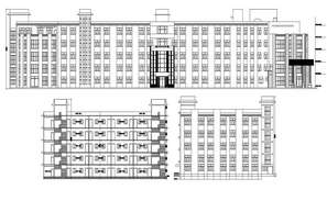 School building plan elevation section detail view dwg file - Cadbull