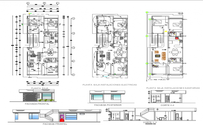 Residential apartment detail elevation and plan layout autocad file ...