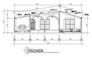 Bungalow with elevation details in dwg file - Cadbull