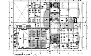 Facade elevation, section and side sectional details of commercial ...