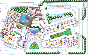 Hotel building all sided elevation, section, floor plan and auto-cad ...