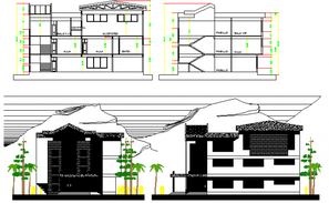 College Of Engineering And Technology All Sided Elevation, Section And 