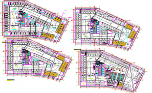 Ninth floor layout plan with sanitary installation of office building ...