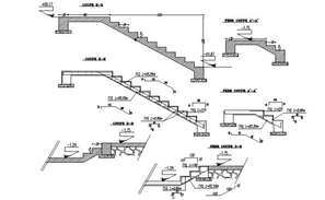 Stair plan, elevation and section layout file - Cadbull