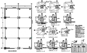 Foundation plan and section plan detail dwg file - Cadbull