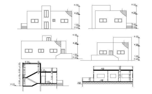 Bungalow Elevation Design In DWG File - Cadbull