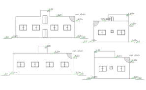 Sectional elevation of the residential bungalow in dwg file - Cadbull