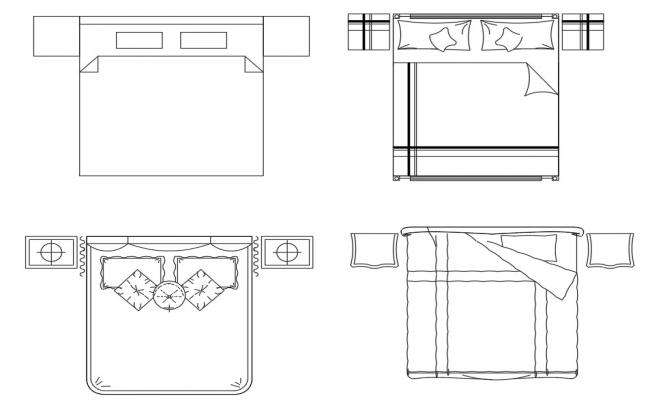 Drawings 2d view details of furniture double bed autocad software file ...