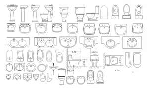 Multiple toilet sheets and sanitary ware blocks cad drawing details dwg ...