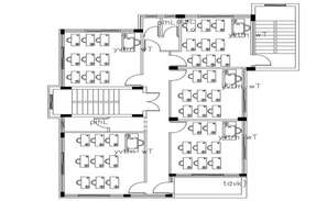 40 student classroom plan with architecture view dwg file - Cadbull