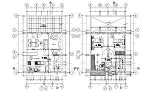 Furniture 2 BHK Residential Bungalow Two Type Options AutoCAD Drawing ...