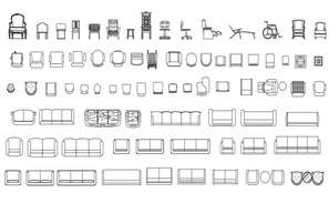 Designer arm chair elevation, side view and plan with furniture view ...