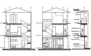 Simple House Building Section Drawing DWG - Cadbull