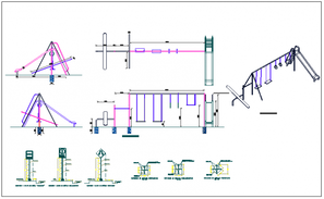 Gazebo garden equipment elevation, section and plan details dwg file ...